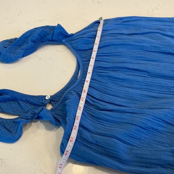 Xirena Rumer Tired Cotton Gauze Flutter Sleeve Pocket Midri Dress Blue S… - Picture 8 of 10